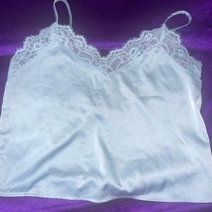 Baby blue silk shirt lace shirt